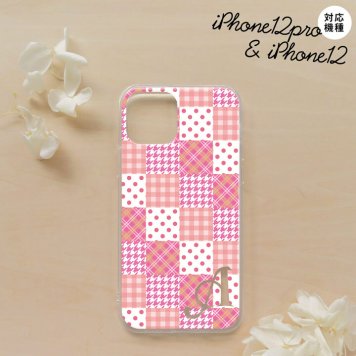iPhone12/iPhone12pro iPhone12 / iPhone12pro スマホケース ソフトケース パッチワーク ピンク +アルファベット メンズ レディース nk-i12-tp1061i