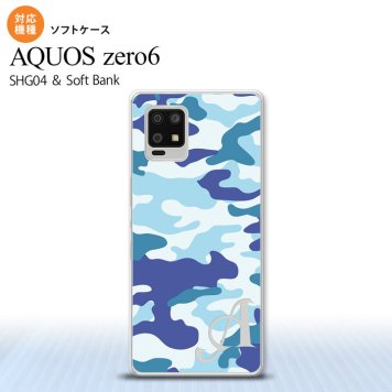 SHG04 SHG04 ZERO6 AQUOS zero6 スマホケース ソフトケース ウッドランド 迷彩 B 青 +アルファベット メンズ レディース nk-zero6-tp1153i
