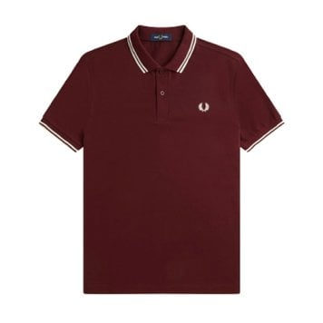 フレッドペリー FRED PERRY ポロシャツ 半袖 ティップライン レギュラーフィット コットンピケ ロゴ 刺繍 定番 M3600 597 メンズ レディース ユニセックス レッド+ホワイト