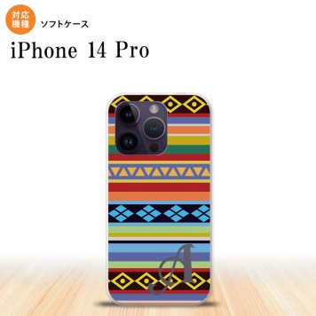 iPhone14 Pro iPhone14 Pro スマホケース 背面ケースソフトケース エスニック ボーダー カラフル +アルファベット 2022年 9月発売 nk-i14p-tp1565i