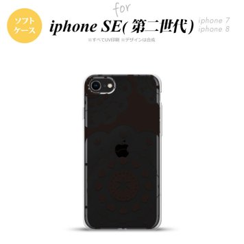 iPhoneSE 2 第二世代 iPhone8&iPhone7 共用 スマホケース 背面カバー ソフトケース レース クリア 黒 おしゃれ かわいい かっこいい メンズ レディース nk-ise2-tp1482
