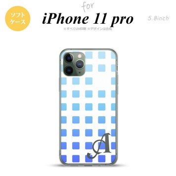 iPhone11Pro iPhone11 Pro スマホケース ソフトケース スクエア ドット 青 +アルファベット メンズ レディース nk-i11p-tp1366i