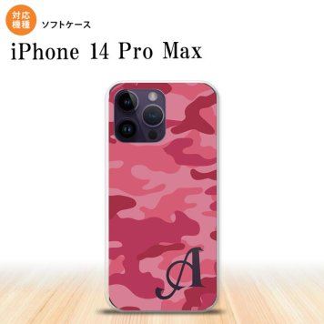 iPhone14 ProMax iPhone14 Pro Max スマホケース 背面ケースソフトケース ウッドランド 迷彩 A ピンク +アルファベット 2022年 9月発売 nk-i14pm-tp1147i