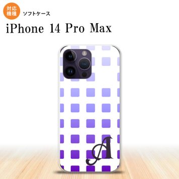 iPhone14 ProMax iPhone14 Pro Max スマホケース 背面ケースソフトケース スクエア ドット 紫 +アルファベット 2022年 9月発売 nk-i14pm-tp1362i