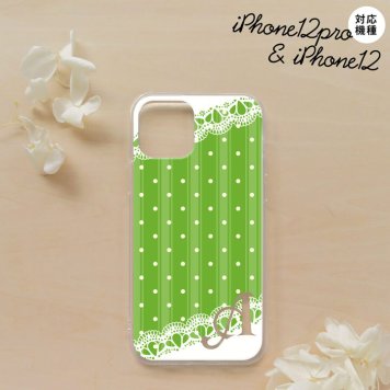 iPhone12/iPhone12pro iPhone12 / iPhone12pro スマホケース ソフトケース ドット レース C 緑 +アルファベット メンズ レディース nk-i12-tp1615i