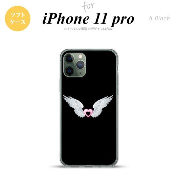 iPhone11Pro iPhone11 Pro スマホケース ソフトケース 白翼 ハート 黒 ピンク メンズ レディース nk-i11p-tp473