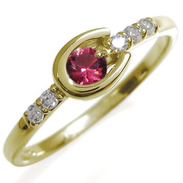 馬蹄リング ホースシューリング 誕生石 指輪 18金 一粒
