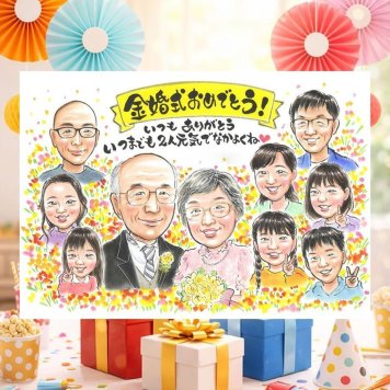 結婚記念日のお祝いに、大切な人に似顔絵を贈りませんか。 似顔絵 ギフト 金婚式 名入れ 手描き プレゼント 贈り物 結婚記念日 お祝い 長寿 誕生日 大人数 ご両親 ご夫婦 家族 祖父 下書き確認 修正無料 名入れ 一生もの 実績多数 親孝行 かわいい 一生もの 感謝 結婚50周年 長寿 宝物 感激 初任給 バレンタインデー 節目 おしゃれ 感謝の品 感動 ハロウィン ブライダルギフト 同窓会