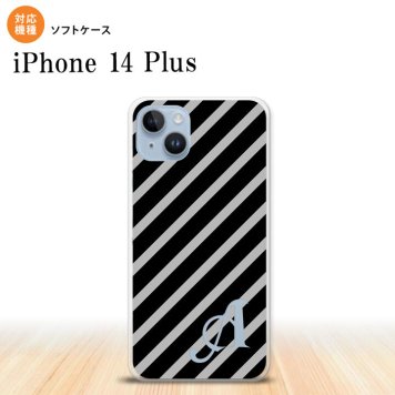 iPhone14 plsu iPhone14 plsu スマホケース 背面ケースソフトケース ストライプ 黒 グレー +アルファベット 2022年 10月発売 nk-i14pl-tp712i