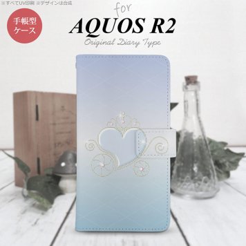 SH-03K/SHV42/706SH AQUOS R2 手帳型スマホケース カバー ハート 青  nk-004s-r2-dr319