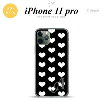 iPhone11Pro iPhone11 Pro スマホケース ソフトケース ハート A 黒 白 +アルファベット メンズ レディース nk-i11p-tp119i