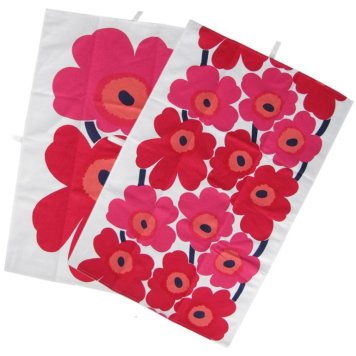 マリメッコ Marimekko タオル ティータオル ランチョンマット 2枚セット 70×47cm UNIKKO ウニッコ ホワイト×レッド 66943 001 母の日