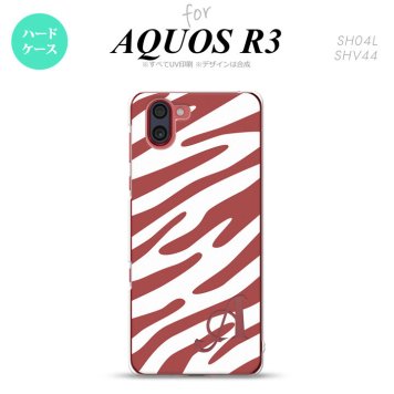 SH-04L SHV44 R3 AQUOS R3 スマホケース カバー ゼブラ 赤茶 白 +アルファベット nk-r3-123i