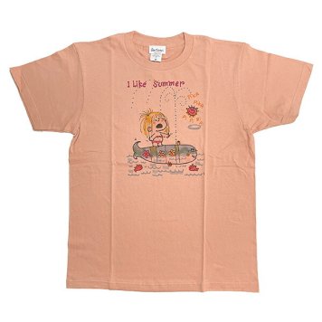 水森亜土 summer 半袖Tシャツ(M) ダスティピンク アパレル