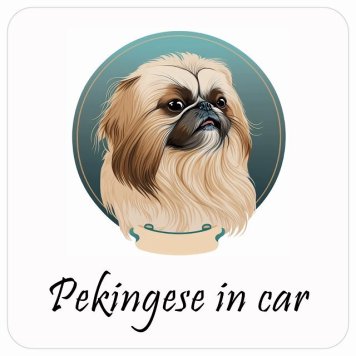 ドッグ カーステッカー イラスト付 Dog in Car ペキニーズ Aタイプ セーフティサイン 犬種別 正方形 13x13cm シール リア あおり運転対策 Dog Sticker 屋外 屋内 防水 かわいい おしゃれ 安全対策 カーサイン