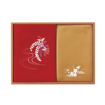 【送料無料・包装無料・のし無料】刺繍入り二巾風呂敷&刺繍入り金封包み 赤 H018(B5) ギフト 敬老の日 入学祝い 卒業祝い 就職祝い 結婚祝い 誕生日 出産祝い 引越祝い 香典返し 新盆 初盆 御礼 お中元 内祝い 快気祝い ご挨拶 志 法事