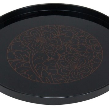 9.0丸盆　牡丹 インテリア 漆器 盆 カタログギフト 景品 粗品