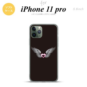 iPhone11Pro iPhone11 Pro スマホケース ソフトケース 黒翼 ハート 黒 ピンク メンズ レディース nk-i11p-tp467