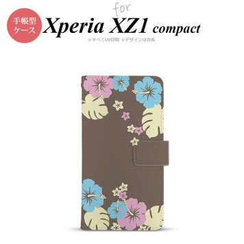 【手帳型 スマホ カバー ケース】【SO02K】【エクスペリア XZ1】手帳型 ケース SO-02K スマホ カバー Xperia XZ1 Compact エクスペリア ハイビスカス 茶 nk-004s-so02k-dr452【メール便送料無料】