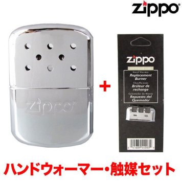 ZIPPO ハンドウォーマー 専用替えバーナー（44003）セット オイル充填式カイロ ジッポー アウトドアライン エコカイロ ハンディウォーマー シルバー クリアケース 40323 アウトドア レジャースポーツ