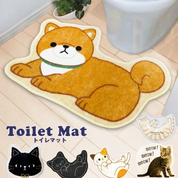 トイレマット かわいい 通販 トイレ マット 単品 キャラクター おしゃれ 豆しば マメシバ ねこ クロ 猫 ミケ ネコ キジトラ いぬ 犬 イヌ 豆柴 どうぶつ アニマル トイレファブリック トイレタリー 豆しばワンコ物