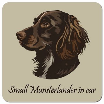 イラスト付 Dog in Car スモールミュンスターレンダー Bタイプ カーサイン 車 マグネットステッカー 犬 マグネット 強力 13x13cm 正方形 おしゃれ かわいい ドラレコステッカー 安全対策 危険運転 煽り運転 アニマル 動物 犬種別 屋外 防水 屋内