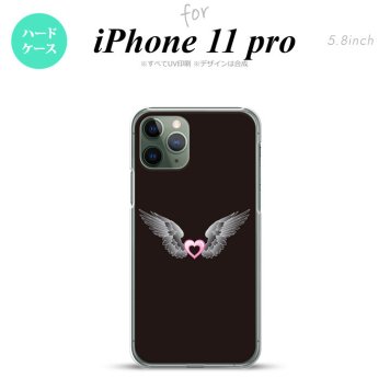 iPhone11Pro iPhone11 Pro スマホケース ハードケース 黒翼 ハート 黒 ピンク メンズ レディース nk-i11p-467