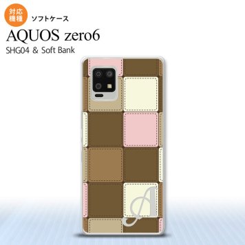 SHG04 SHG04 ZERO6 AQUOS zero6 スマホケース ソフトケース パッチワーク ミックスD 茶 +アルファベット メンズ レディース nk-zero6-tp1674i
