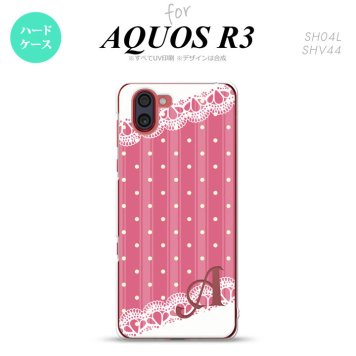 SH-04L SHV44 R3 AQUOS R3 スマホケース カバー ドット レース C ピンク +アルファベット nk-r3-1611i