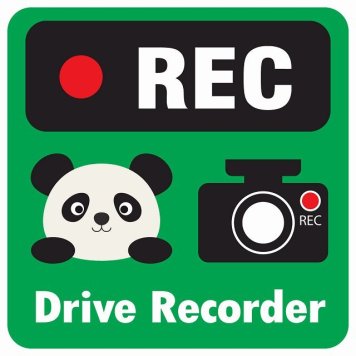 ドラレコ ステッカー シール REC Drive Recorder ぱんだ グリーン 13x13cm 正方形 おしゃれ かわいい ドラレコシール 安全対策 危険運転 煽り運転 前後 アニマル 動物 イラスト付 ドライブレコーダー 録画 カーサイン