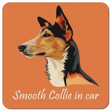 イラスト付 Dog in Car スムースコリー Aタイプ カーサイン 車 マグネットステッカー 犬 マグネット 強力 13x13cm 正方形 おしゃれ かわいい ドラレコステッカー 安全対策 危険運転 煽り運転 アニマル 動物 犬種別 屋外 防水 屋内