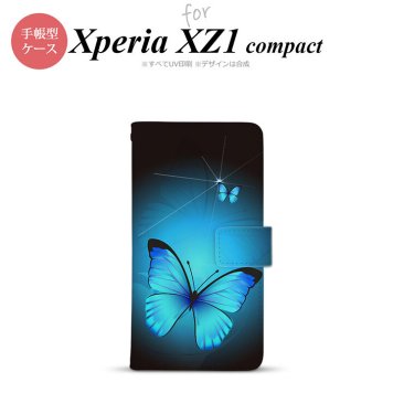 【手帳型 スマホ カバー ケース】【SO02K】【エクスペリア XZ1】手帳型 ケース SO-02K スマホ カバー Xperia XZ1 Compact エクスペリア バタフライ・蝶（B） 青 nk-004s-so02k-dr212【メール便送料無料】