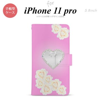 iPhone11Pro iPhone11 Pro 手帳型スマホケース カバー ハート ピンク  nk-004s-i11p-dr234