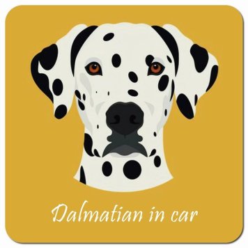 イラスト付 Dog in Car ダルメシアン Aタイプ カーサイン 車 マグネットステッカー 犬 マグネット 強力 13x13cm 正方形 おしゃれ かわいい ドラレコステッカー 安全対策 危険運転 煽り運転 アニマル 動物 犬種別 屋外 防水 屋内