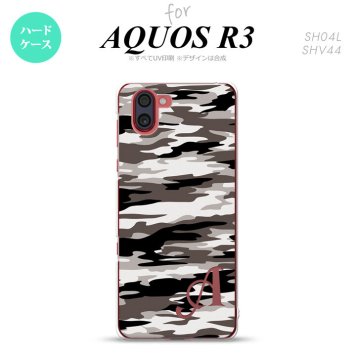 SH-04L SHV44 R3 AQUOS R3 スマホケース カバー タイガー 迷彩 A グレー +アルファベット nk-r3-1160i