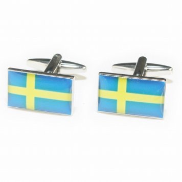 鎌倉カフス工房 スウェーデン国旗 カフスボタン・カフリンクス メンズ  ew130 結婚式 旦那 プレゼント ギフト 彼氏 父の日 誕生日プレゼント