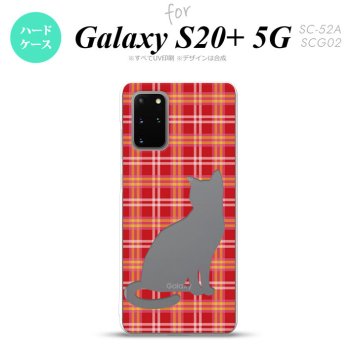 SC-52A SCG02 Galaxy S20+ 5G スマホケース ハードケース 猫 チェック B 赤 メンズ レディース nk-s20p-952