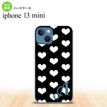 iPhone13mini iPhone13 mini ケース ハードケース ハート A 黒 白 +アルファベット  nk-i13m-119i