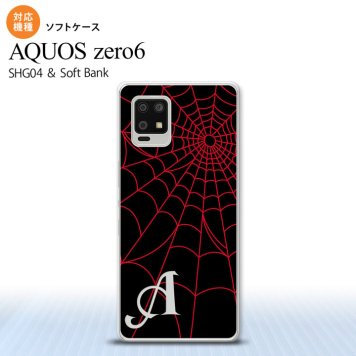 SHG04 SHG04 ZERO6 AQUOS zero6 スマホケース ソフトケース 蜘蛛 巣 A 赤 +アルファベット メンズ レディース nk-zero6-tp932i