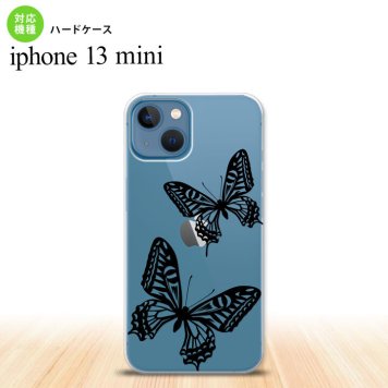iPhone13mini iPhone13 mini ケース ハードケース 蝶 クリア 黒  nk-i13m-857