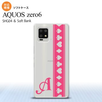 SHG04 SHG04 ZERO6 AQUOS zero6 スマホケース ソフトケース トランプ 帯 ピンク クリア +アルファベット メンズ レディース nk-zero6-tp530i