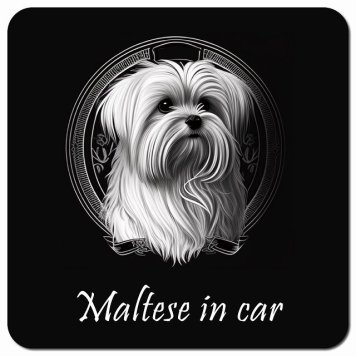 イラスト付 Dog in Car マルチーズ Aタイプ カーサイン 車 マグネットステッカー 犬 マグネット 強力 13x13cm 正方形 おしゃれ かわいい ドラレコステッカー 安全対策 危険運転 煽り運転 アニマル 動物 犬種別 屋外 防水 屋内