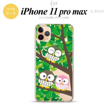 iPhone11ProMax iPhone11pro max スマホケース ソフトケース フクロウ A 緑 メンズ レディース nk-i11pm-tp1092
