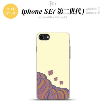 iPhoneSE 2 第二世代 iPhone8&iPhone7 共用 スマホケース 背面カバー ソフトケース 波鳥 黄 おしゃれ かわいい かっこいい メンズ レディース nk-ise2-tp1733