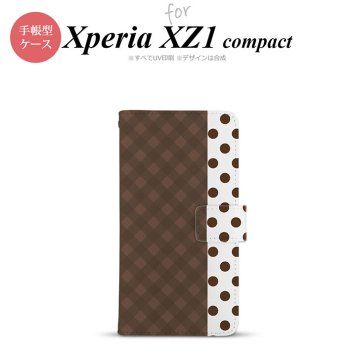 【手帳型 スマホ カバー ケース】【SO02K】【エクスペリア XZ1】手帳型 ケース SO-02K スマホ カバー Xperia XZ1 Compact エクスペリア チェック･ドット 茶 nk-004s-so02k-dr1525【メール便送料無料】