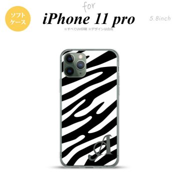 iPhone11Pro iPhone11 Pro スマホケース ソフトケース ゼブラ 白 黒 +アルファベット メンズ レディース nk-i11p-tp124i
