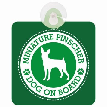 セーフティサイン DOG ON BOARD MINIATURE PINSCHER ミニチュアピンシャー グリーン 安全運転 車内用 吸盤タイプ 煽り運転対策 収れん火災防止タイプ 安全対策 カーサイン 吸盤 肉球マーク