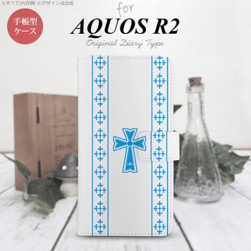 SH-03K/SHV42/706SH AQUOS R2 手帳型スマホケース カバー ゴシック クリア 水色  nk-004s-r2-dr1006