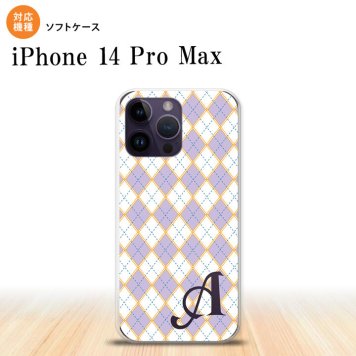iPhone14 ProMax iPhone14 Pro Max スマホケース 背面ケースソフトケース アーガイル 紫 青 +アルファベット 2022年 9月発売 nk-i14pm-tp1409i