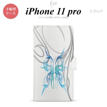 iPhone11Pro iPhone11 Pro 手帳型スマホケース カバー ピンスト 白 青  nk-004s-i11p-dr1249